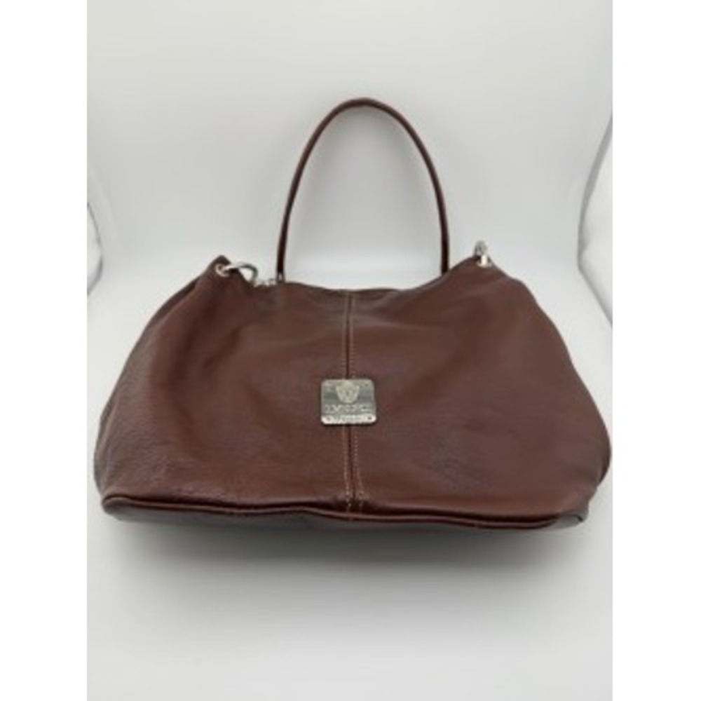 I Medici Firenze Brown Leather Hobo Shoulder Bag Made: Italy Silver‎ Logo Plaque
